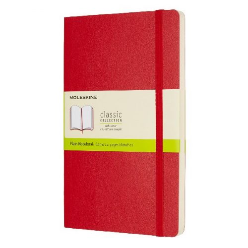 Notesz MOLESKINE QP618F2 "L" sima puha fedeles skarlát piros