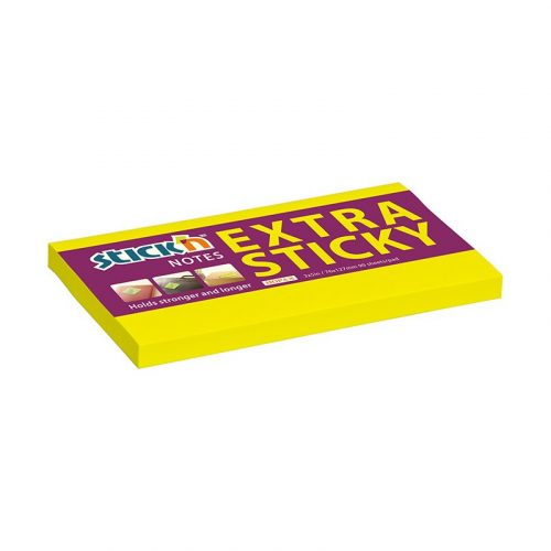 STICK N Öntapadó jegyzettömb STICK'N extra erős 76x127mm neon sárga 90 lap