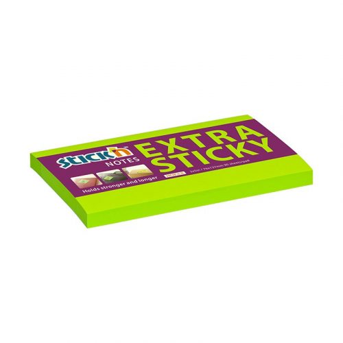 STICK N Öntapadó jegyzettömb STICK'N extra erős 76x127mm neon zöld 90 lap