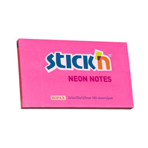 STICK N Öntapadó jegyzettömb STICK'N 76x127mm neon pink 100 lap