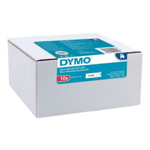 Feliratozó szalag DYMO D1 19mm x 7m fehér alapon fekete írásszín 10 darab/doboz