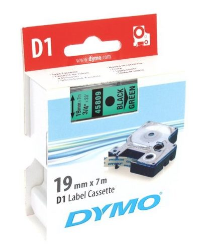 Feliratozó szalag DYMO D1 19mm x 7m zöld alapon fekete írásszín