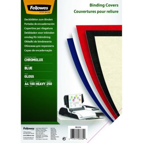 Hátlap FELLOWES Chromolux A/4 250g fényes kék 100/csom