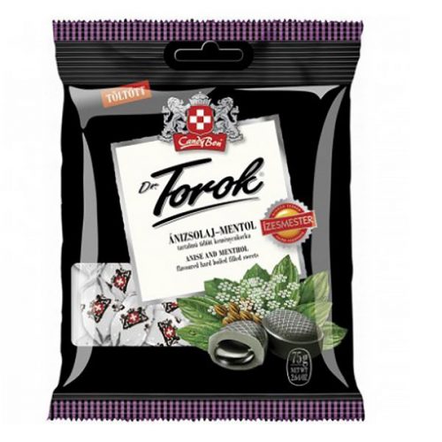 DR TOROK Töltött keménycukorka DR. TOROK ánizsolajjal és mentollal 75g