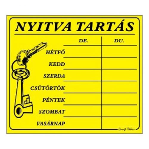 GUNGL DEKOR Piktogram Nyitva tartás /számokkal/ 7 napos sárga