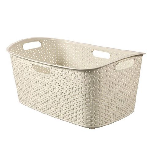 Ruháskosár CURVER Style rattan hatású műanyag 47L krém