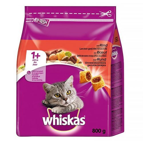 Állateledel száraz WHISKAS macskáknak marhahússal 800g