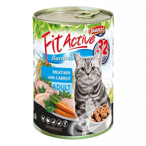 Állateledel konzerv PANZI FitActive felnőtt macskának hús-mix 415 g