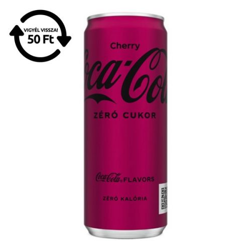 Üdítőital szénsavas COCA-COLA Cherry Zero dobozos 0,33L DRS