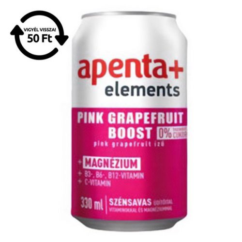 Ásványvíz szénsavmentes APENTA+ Elements Pink Grapefruit Boost 0,33L DRS