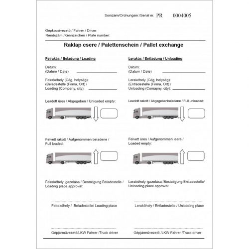 Raklapcsere nyomtatvány A4 3 pld