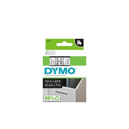 Feliratozógép szalag Dymo D1 S0720530/45013 12mmx7m ORIGINAL fekete/fehér