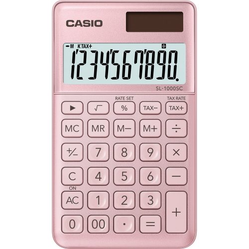 Zsebszámológép 10 digit Casio SL 1000 világos rózsaszín