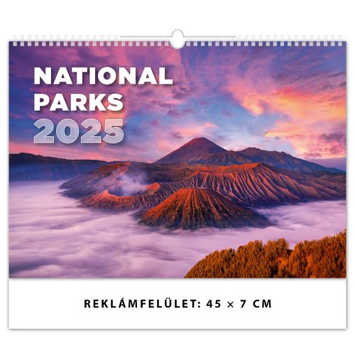 Falinaptár képes 450 × 315 mm, fehér lapokkal National Parks Dayliner 2025.