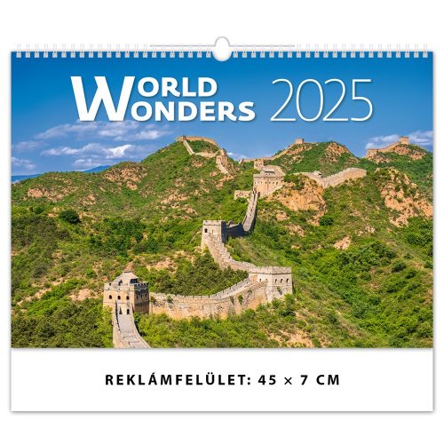 Falinaptár képes 450 × 315 mm, fehér lapokkal World Wonders Dayliner 2025.