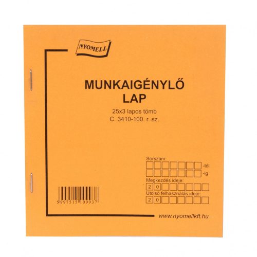 Munkaigénylőlap 50x3lap C.3410-100, 140x140mm